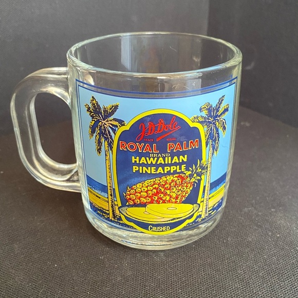 Royal Palm Hawaiian Pineapple Promotional Glass Mug Vintage Retro Graphic - Picture 1 of 4